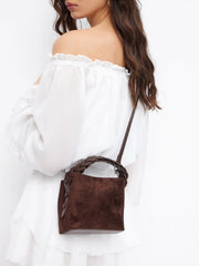 FAUX SUEDE WOVEN CROSSCBODY BAG