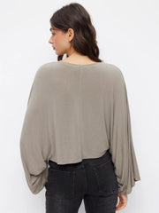 Jersey Round Neck Batwing Sleeve Oversized Tee