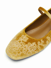ROUND TOE EMBROIDERED MARY JANE SHOES