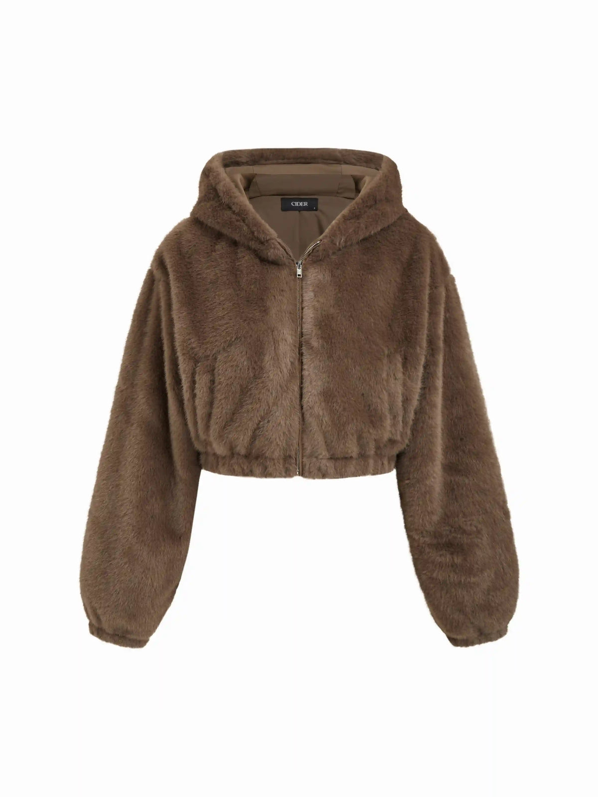 Faux Shearling Hooded Cropped Jacket
