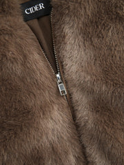 Faux Shearling Hooded Cropped Jacket