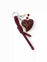 CHERRY & LEOPARD HEART KEYCHAIN
