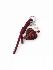 CHERRY & LEOPARD HEART KEYCHAIN
