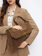 RECTANGULAR FAUX SUEDE TOTE BAG