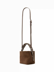 FAUX SUEDE WOVEN CROSSCBODY BAG