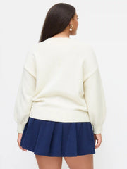 Knit Wool-blend Dog Graphic Sweater Curve & Plus