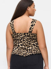 Sweetheart Leopard Hanky Hem Knotted Tank Top Curve & Plus