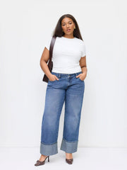 High-Rise Wide Leg w/ Foldover Cuff Curve & Plus