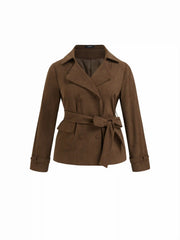 Corduroy Double Breasted Jacket With Belt Curve & Plus