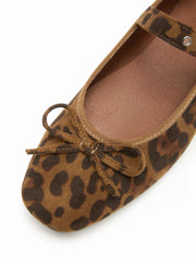 LEOPARD PRINT BOWKNOT DECOR MARY JANE SHOES