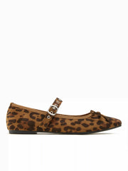 LEOPARD PRINT BOWKNOT DECOR MARY JANE SHOES