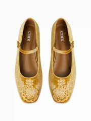 ROUND TOE EMBROIDERED MARY JANE SHOES