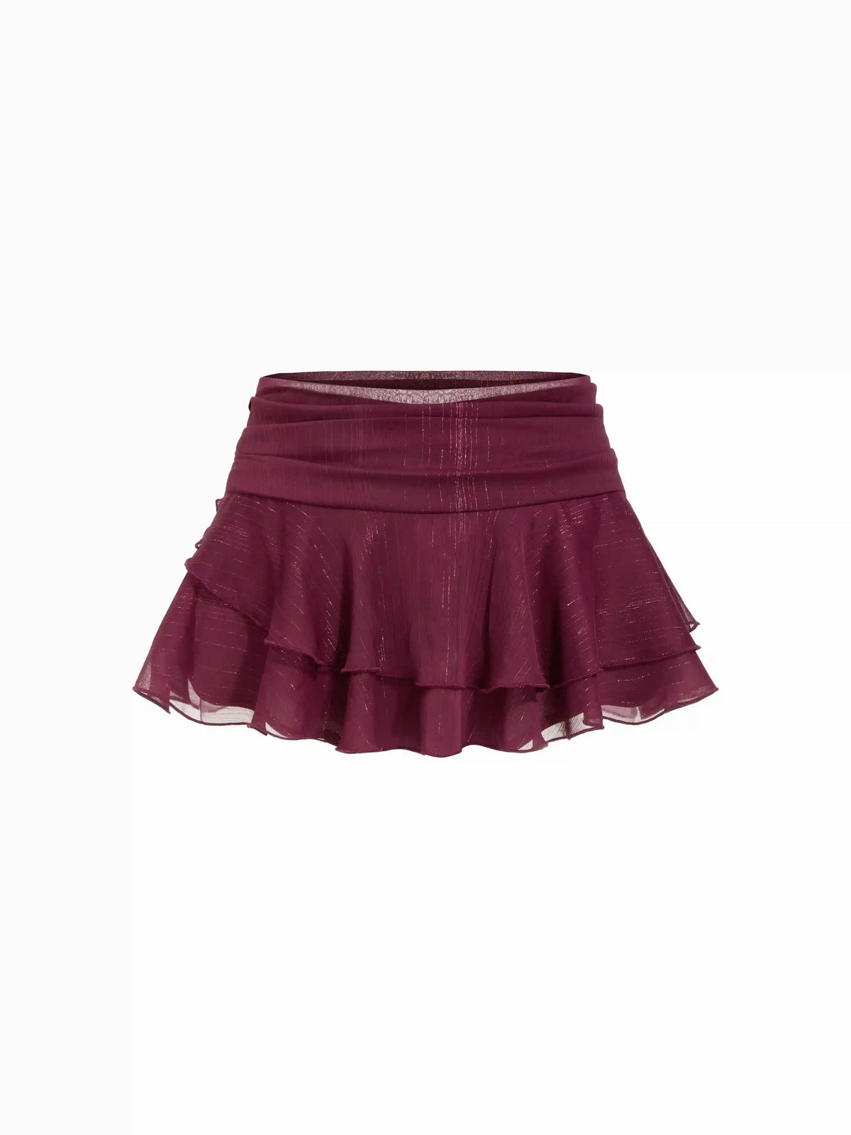 Shimmering Low Rise Ruffle Bubble Mini Skirt