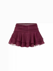 Shimmering Low Rise Ruffle Bubble Mini Skirt