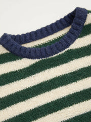 Knit Mohair-blend Striped Contrasting Binding Oversized Top