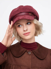 FAUX SUEDE BUCKLE BERET HAT