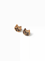 LEOPARD PRINT CAT SHAPED STUD EARRINGS
