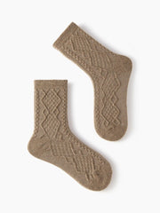 3 PAIRS CABLE WOOL-BLEND CREW SOCKS