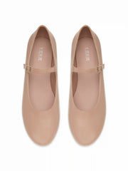 ROUND TOE FAUX LEATHER BUCKLE MARY JANE FLATS