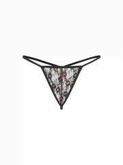Mesh Mid Rise Cherry Lace Up Lingerie With Thong Set