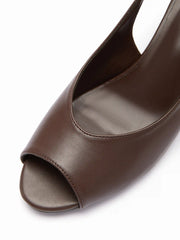 OPEN-TOE BOWKNOT SLINGBACK KITTEN HEELS