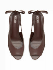 OPEN-TOE BOWKNOT SLINGBACK KITTEN HEELS