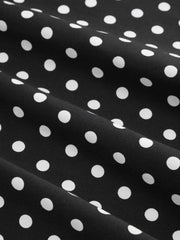 Cotton-blend Halter Neck Polka Dot Backless Flared Mini Dress
