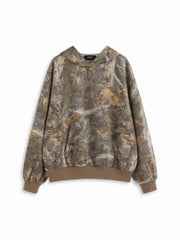 Cotton-blend Camo Hooded Pocket Oversized Hoodie