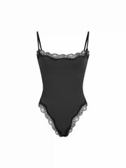 Jersey Square Neck Lace Trim Bodysuit