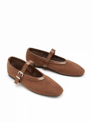 WOVEN STRAP MARY JANE FLATS