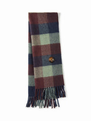 PLAID FRINGED SHAWL