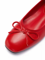 FAUX LEATHER BOWKNOT MARY JANE FLATS