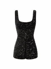 Sequin Square Neck Micro Romper