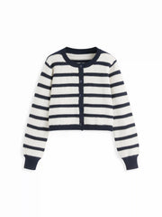 Knit Striped Long Sleeve Cardigan