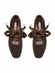 SQUARE TOE LACE-UP FLATS