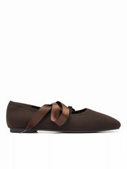 SQUARE TOE LACE-UP FLATS