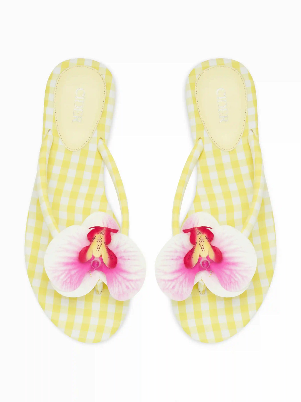 FLOWER & GINGHAM FLIP-FLOP SLIPPERS