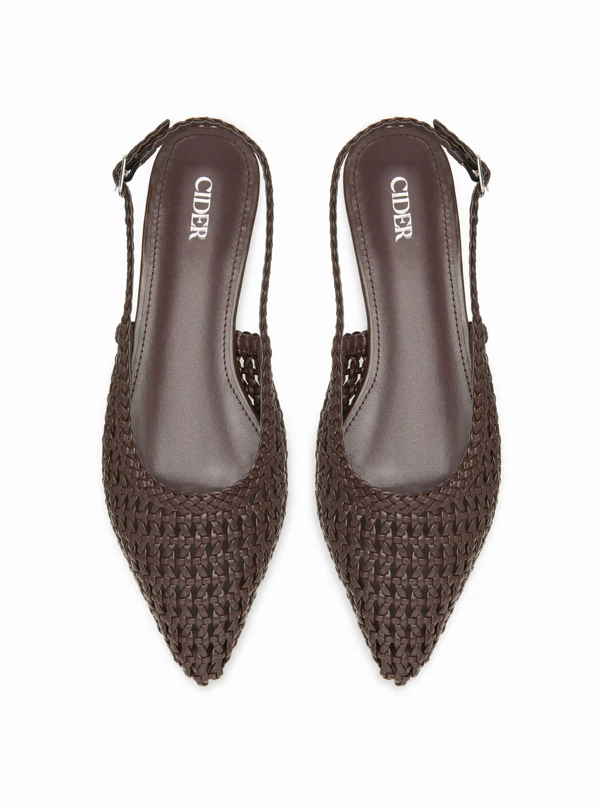 WOVEN POINTED TOE SLINGBACK FLATS