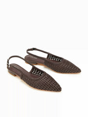 WOVEN POINTED TOE SLINGBACK FLATS