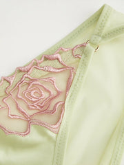 Satin Sweetheart Floral Lace Up Lingerie Set