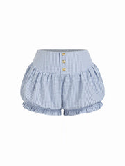 Cotton-blend Gingham Mid Rise Bloomer Shorts