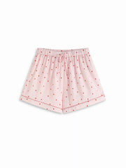 Heart Graphic Collar Top & Mid Rise Drawstring Shorts Loungewear Set