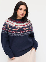 Dachshund Detail Round Neckline Sweater Curve & Plus