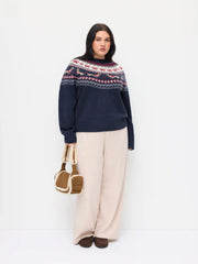 Dachshund Detail Round Neckline Sweater Curve & Plus