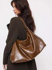 ADJUSTABLE STRAP FAUX LEATHER TOTE BAG