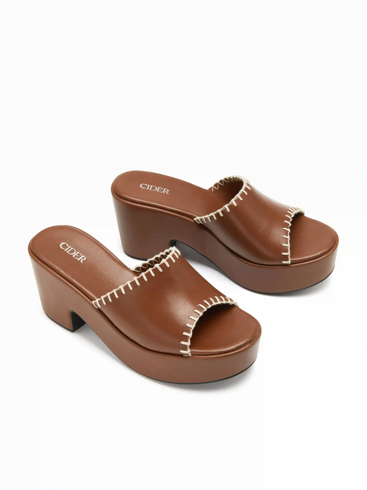 FAUX LEATHER PLATFORM MULE SANDALS