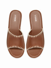 FAUX LEATHER PLATFORM MULE SANDALS