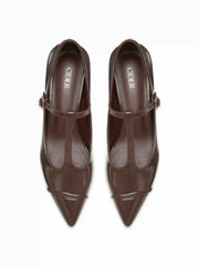 POINTED TOE T-STRAP KITTEN HEELS