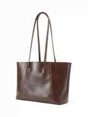 DISTRESSED FAUX LEATHER TOTE BAG
