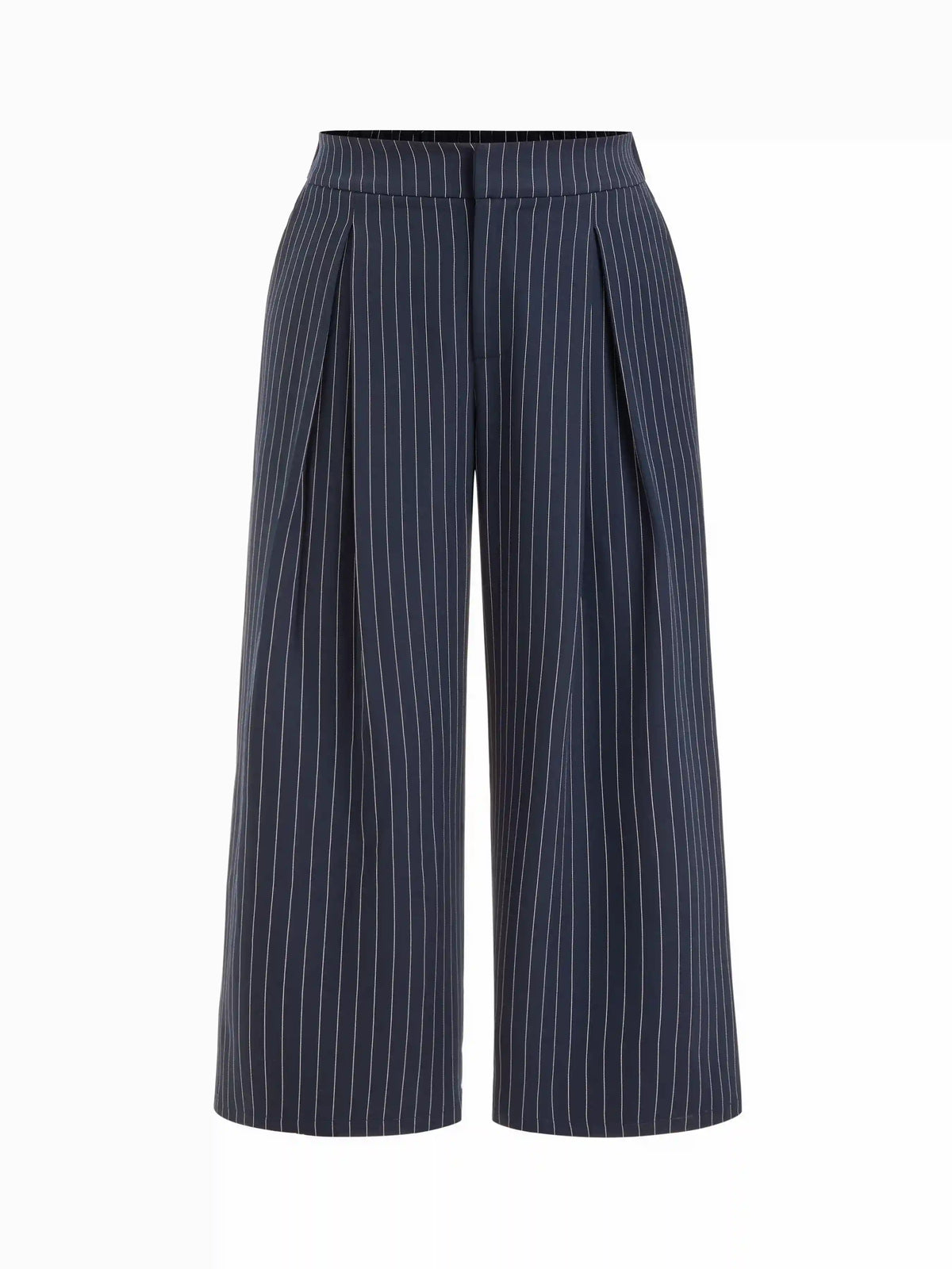 Mid Rise Stripe Pleated Wide Leg Trousers Curve & Plus